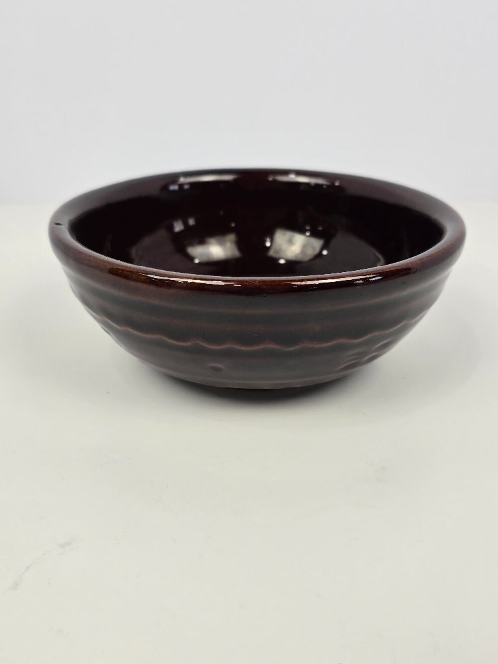 Vintage USA Brown Drip Glaze Pottery Bowl 6” MCM Stoneware Rustic Farmhouse